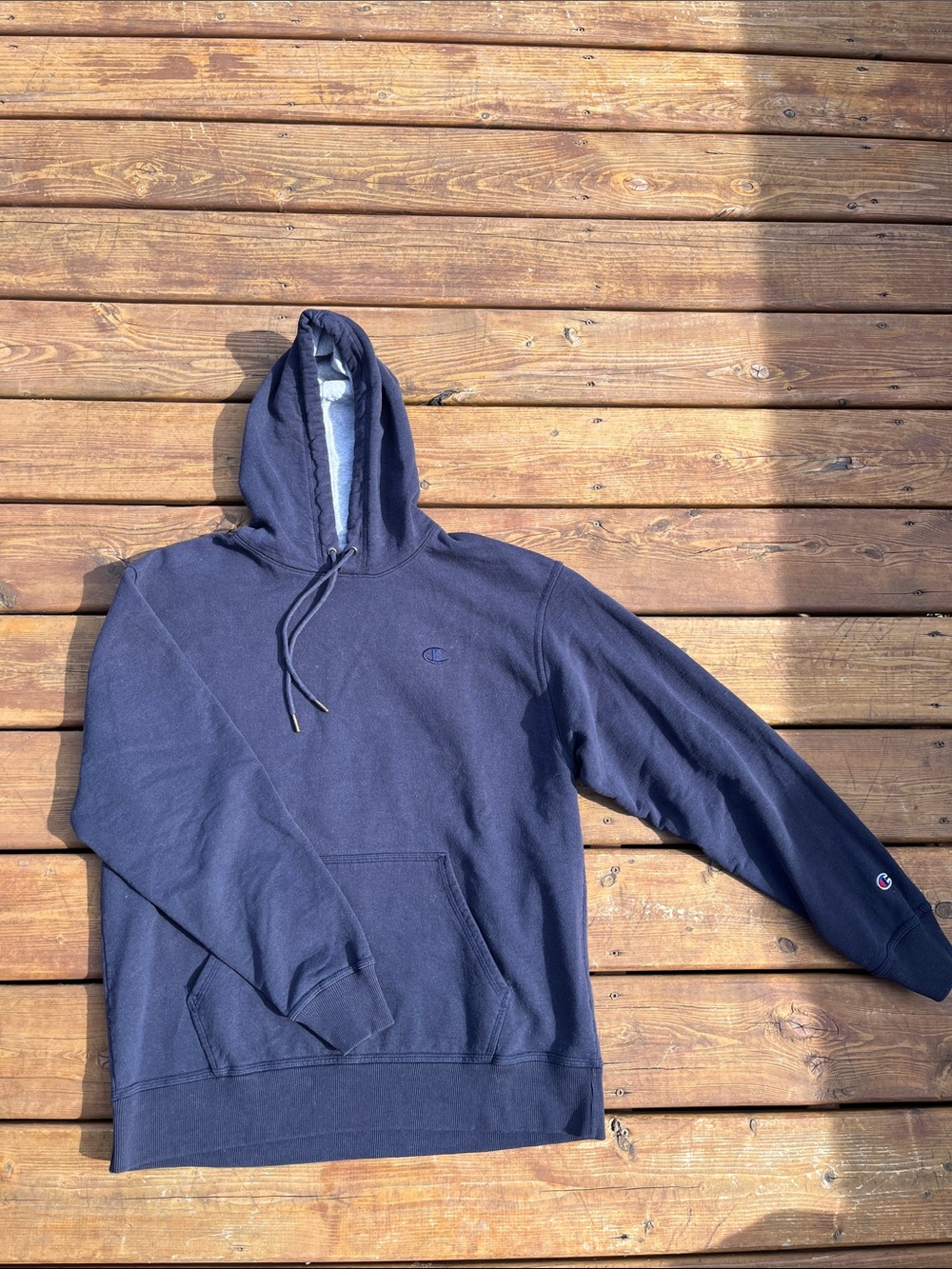 Navy blue champion logo hoodie